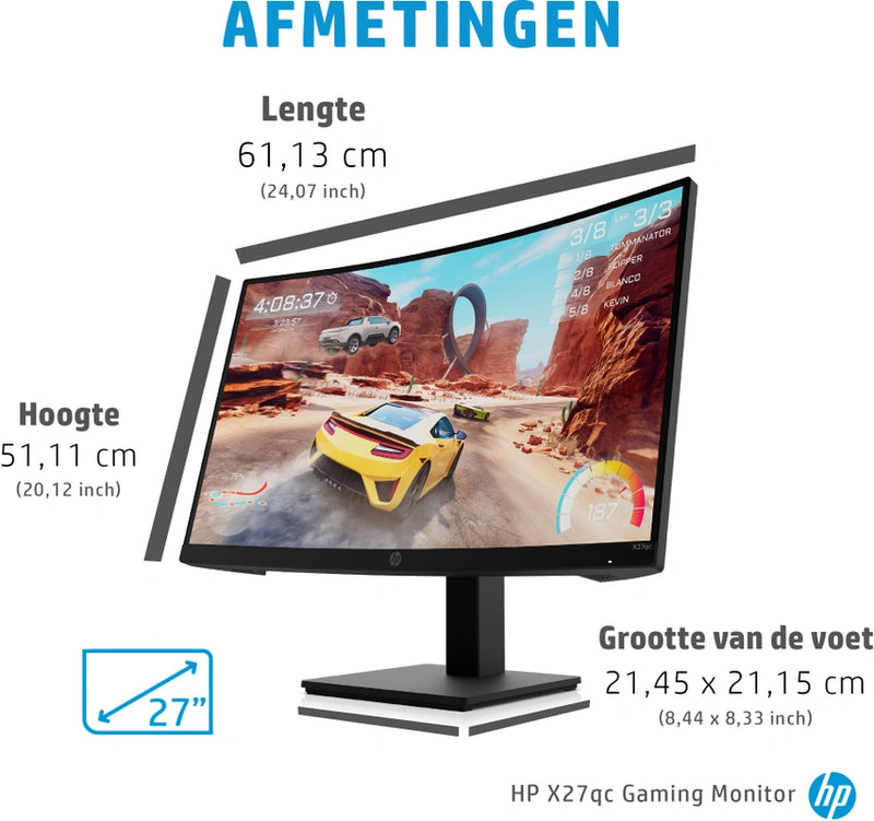 HP X27qc QHD/27"/1MS/2560x1440/165Hz/Gaming monitor